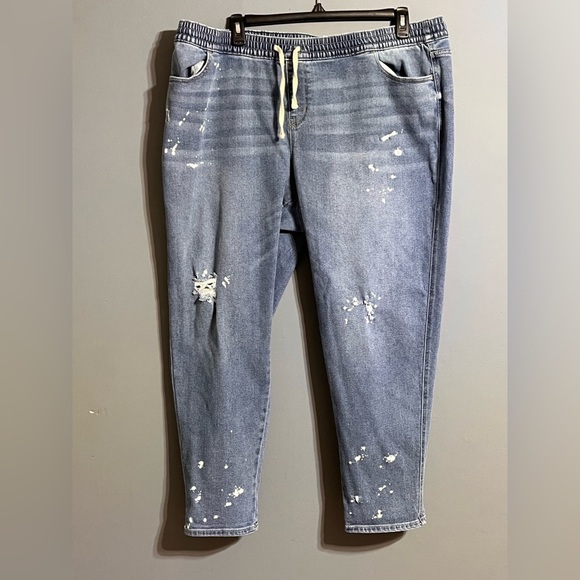 Lane Bryant Denim - Lane Bryant size 20W pull on splatter straight leg denim jeans